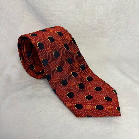 Paul Smith Floral Street Tie Red Black Dot Pattern Made in England Silk - Picture 1 of 5